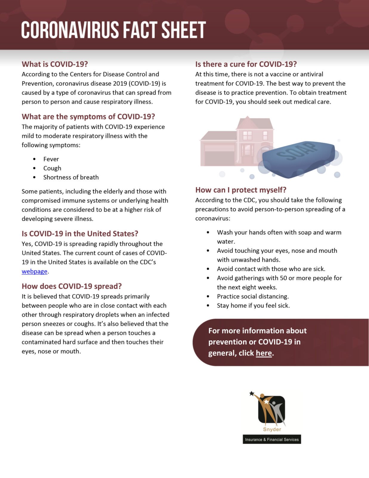 Coronavirus Fact Sheet Poster - Snyder Insurance & Financial Services